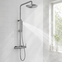 Mitigeur de douche moderne à jet pluie, mitigeur de douche à poignée unique avec cartouche céramique, barre coulissante, douchette pluie fixée au plafond, sans plomb, robinets en acier inoxydable SUS 316L