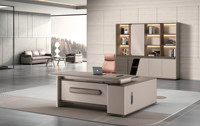 Bureau d'ordinateur de direction en métal en forme de L, moderne et durable, avec armoire de rangement