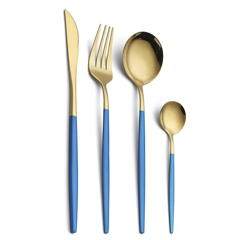 4 pièces - bleu et or