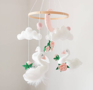 Cigno asilo nido fiori mobili a tema di cigno decorazione bambina baby shower regalo - Product Image 6