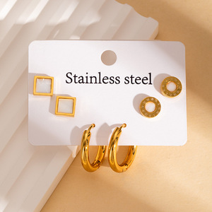MW Trendy <strong>Fine</strong> Non-Fading <strong>Earrings</strong> Wholesale Stainless Steel Four-Leaf Clover Five-Petal Flower Butterfly Stud <strong>Earrings</strong> Set - Product Image 5