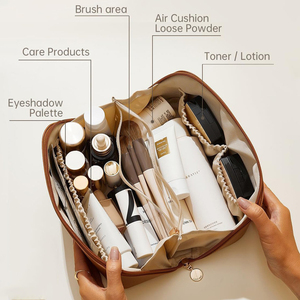 Borse per il Trucco Personalizzate all'Ingrosso, <span class=keywords><strong>Impermeabili</strong></span>, Portatili, Ecologiche, in Pelle PU, Organizer da Viaggio per Cosmetici con Cerniera - Product Image 4