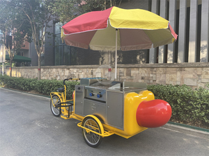 Kiosque portatif de support de vélo de vente de nourriture de hot-dog bon marché avec des parapluies de roues à vendre chariot de hot-dog utilisé - Product Image 5