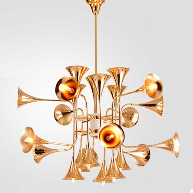 JYLIGHTING JYL-D1105 Современная Золотая люстра, роскошные винтажные лампы в форме музыкального инструмента, люстра для вестибюля отеля