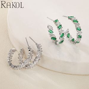 RAKOL EP5251 CC Multi Cubic Zirconia Green Jewelry Regalo de Navidad Pendientes de mujer Entrega - Product Image 4