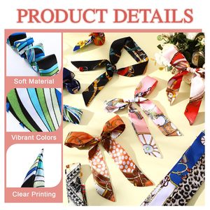 Schmales, langes Seidenähnliches Quadratisches Tuch für Damen, Haarband, Handtaschenriemen im Europäisch-Amerikanischen Vintage-Stil mit Druck - Product Image 2