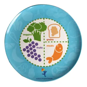 Food grade white melamine kids divided dinner plate, adults kids four diveded nutrition portion plate with diet bowl