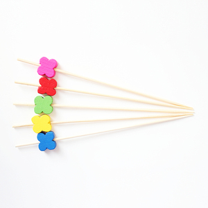 J & M 100PC <span class=keywords><strong>Count</strong></span> 4.7in bốn-pental thiết kế màu các loại thân thiện với môi tre Cocktail dính dùng một lần đính cườm dính cho thanh công cụ - Product Image 2