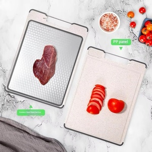 Planche à découper double face en acier inoxydable avec aiguiseur de couteaux – Gadget très demandé - Product Image 3