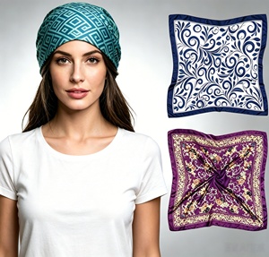 Foulard Quadrato in Raso Setoso all'Ingrosso da <span class=keywords><strong>Donna</strong></span>, <span class=keywords><strong>Bandana</strong></span> Stampata Morbida e Lucida, Copricapo Musulmano per Signore, Accessorio Moda Quotidiana - Product Image 1