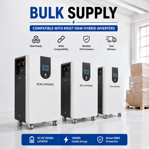 EXLIPORC Batería de Respaldo de Energía Fuera de la Red de 16kWh LiFePO4 Split Power Wall 51.2V 324Ah, 8000 Ciclos, para Autocombustión Solar Doméstica - Product Image 4