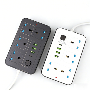 <span class=keywords><strong>Multiprise</strong></span> UK avec <span class=keywords><strong>4</strong></span> ports USB, courant nominal 10A-16A, câble de 2/3/5 m, en ABS, pour usage domestique ou professionnel, <span class=keywords><strong>4</strong></span>/6 prises - Product Image 1