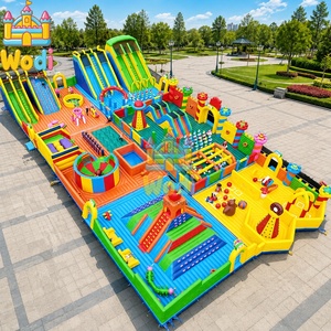 Parcours d'obstacles gonflable en tissu premium et toboggan commercial gonflable vertical double piste - Product Image 5