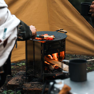 Poêle à bois portable d'extérieur 20x20x35cm en acier inoxydable, gril pliable pour le camping et le chauffage - Product Image 1