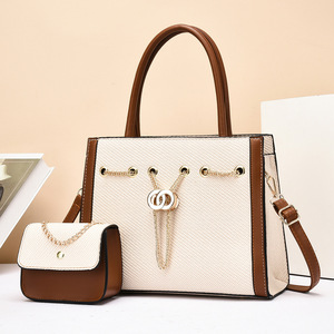 2026 New Luxury Women's Waterproof PU Handbags Set Two Pieces Large Capacity Zipper Polyester Chain Messenger <b>Bags</b> - Product Image 1
