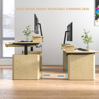 Bureau assis-debout moderne à double moteur en bois massif, conversion modulaire, ergonomie, hauteur réglable, bureau électrique assis-debout