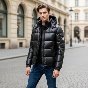 Manteau d'hiver épais et décontracté pour homme avec capuche, fermeture éclair confortable, style doudoune - Product Image 1