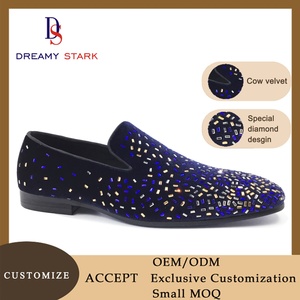 Chaussures habillées pour hommes en cuir véritable de haute qualité, faites à la main, avec design diamant DIY, à enfiler, légères, pour l'automne, avec logo personnalisé, pour le bureau - Product Image 2