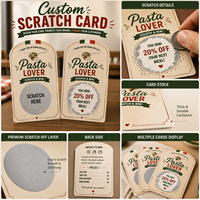 Tarjeta Rasca y Gana de Cartón Personalizada con Impresión Serigráfica para Restaurante Italiano, Tarjeta de Premio Promocional para Amantes de la Pasta - Marketing para Negocios de Comida