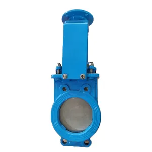 AWWA PN16 DN100 Cast Ductile Iron knife edge slide gate valve for Electric Actuator