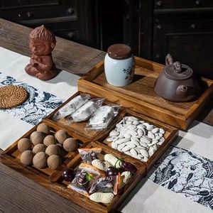 Solid Wood <b>Tray</b> Multifunctional Tea And <b>Snack</b> Serving Plate For Fruit Display And Storage With Compartment Design - Product Image 1