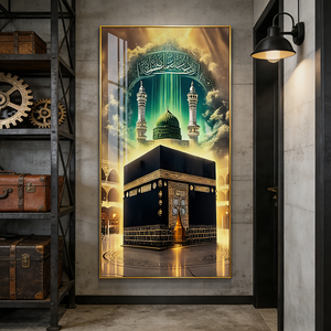 Decorazione Murale di Lusso con Paesaggio Architettonico Islamico, Stampa UV Personalizzata HD su Cristallo e Porcellana con LED per <span class=keywords><strong>Soggiorno</strong></span> - Product Image 1