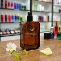 Ensemble de flacons de parfum en verre rectangulaires polygonaux marron de qualité supérieure, logo personnalisable, design géométrique, ensemble de flacons de parfum personnalisés pour marque