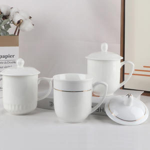 Liling Ceramic Conference <b>Mug</b> With Lid Minimalist Design Office Gift Cup White Porcelain Business Use - Product Image 1