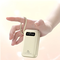 Mini batterie externe Li-Polymère 10000mAh avec lumière LED, charge rapide 10W, 4 câbles intégrés - Portable pour utilisation en extérieur pour téléphones