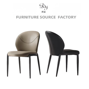 Silla de Comedor de Cuero Minimalista Italiana de Dy Furniture Source Factory, con Respaldo, Asiento Tapizado, Estructura Metálica, Diseño Moderno - Product Image 1