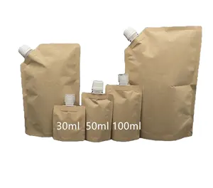 Custom printed reusable nylon laminated material refill spout pouch for liquid drink packaging