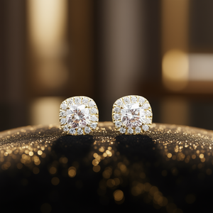 E3544 Orecchini in oro bianco con diamanti, taglio a cuscino, diamante naturale, gioielli classici da donna - Product Image 2