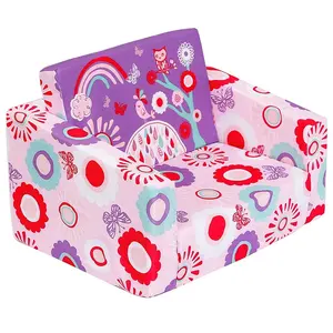 어린이 소파 어린이 소파 침대 아기의 덮개를 씌운 소파 Sleepover 의자 플립 오픈 안락 의자 핑크 꽃