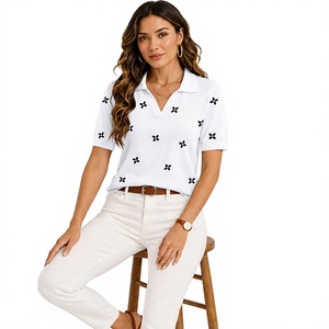 Polo en coton mélangé respirant pour femme, haut léger et doux à manches courtes pour l'été - Product Image 4