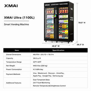 Distributeur automatique intelligent XMAI 1100L pour collations et boissons de bureau, réfrigéré, paiement sans espèces, 4G, contrôle à distance - Product Image 2