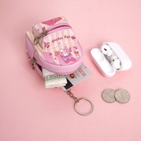 Porte-monnaie créatif de style Ins, mini porte-clés pour enfants, étui pour écouteurs Kuromi et Cinnamoroll, pochette en PU ouverte et étanche