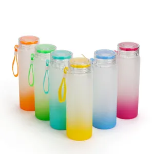 Bouteille en verre personnalisable, transfert de chaleur, dégradé de couleur, Carafe givrée, Sublimation, bouteille d'eau, double paroi, café, thé avec couvercle