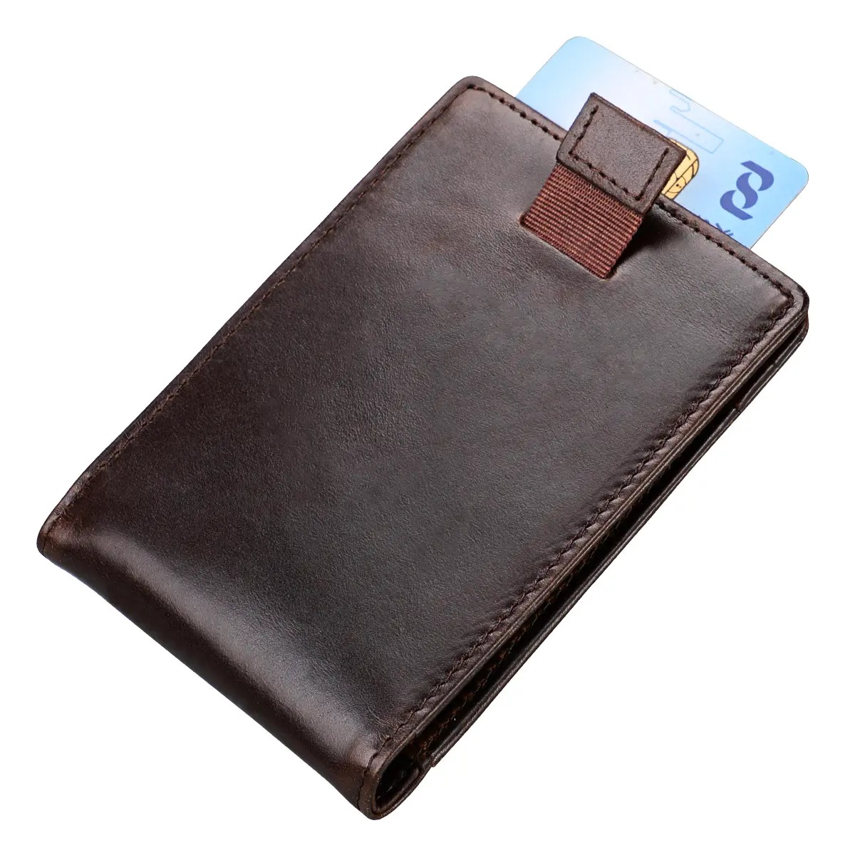 Mode RFID Crazy horse en cuir court porte-cartes portefeuille Ultra mince beau cuir véritable Mini porte-cartes portefeuille