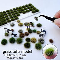Mini-tufts d'herbe irréguliers de 5 mm, 90 pièces, échelle HO et N, pour maquettes ferroviaires, dioramas et accessoires de paysage