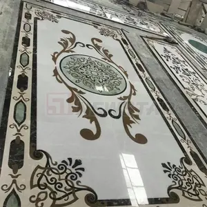 Green pattern waterjet marble floor medallion pattern design marble waterjet medallion