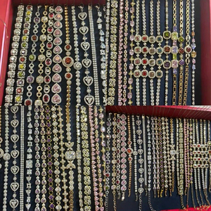 Assortiment de bracelets vintage plaqués or, sans ternissement, avec pierres naturelles, géométriques, <span class=keywords><strong>chrétiens</strong></span>, unisexes, en alliage - Product Image 2