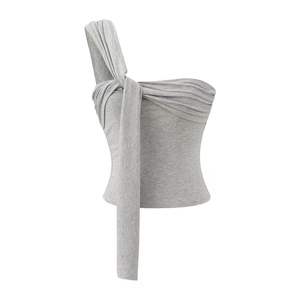 Camisola Corta Irregular Pure Spice Girls para Mujer, Top Plisado Ajustado de Verano para Usar como Prenda Exterior - Product Image 6