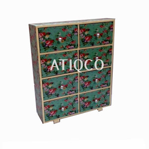 ATIQCO Modern Greenish Wooden Lacquer Glossy Painted 8-<b>Drawer</b> Multifunction Jewelry Chest Bedroom Living Room Home Office - Product Image 4