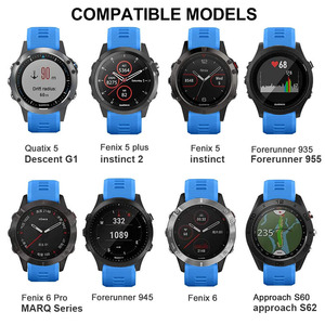 Bracelet en silicone de 22 mm avec boucle en acier, réglable, universel pour montres <span class=keywords><strong>Garmin</strong></span> Descent G1/ Forerunner <span class=keywords><strong>745</strong></span> 945 935 - Product Image 2