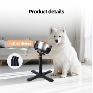 Support surélevé pour gamelles de chien en gros avec gamelle en acier inoxydable bleue, 3 hauteurs réglables, 15 °   Mangeoire inclinée antidérapante pour animaux de compagnie, pour le soin du cou - Product Image 6