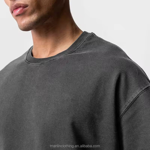 T-shirt Oversize da Uomo di Alta Qualità, Vestibilità Rilassata, Spalle Cadenti, Stile Vintage Acid Wash, Ideale per Palestra e Fitness - Product Image 3