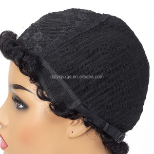 Folletto taglio capelli umani parrucca Afro riccia piena macchina a buon mercato taglio corto parrucche senza pizzo parrucca capelli umani per capelli da <span class=keywords><strong>donna</strong></span> - Product Image 4