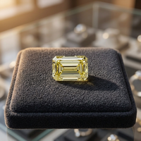 Diamant de laboratoire jaune vif fantaisie radiant de 2 carats certifié IGI, taille émeraude, pierre libre pour la fabrication de bijoux AURA LUXURIA