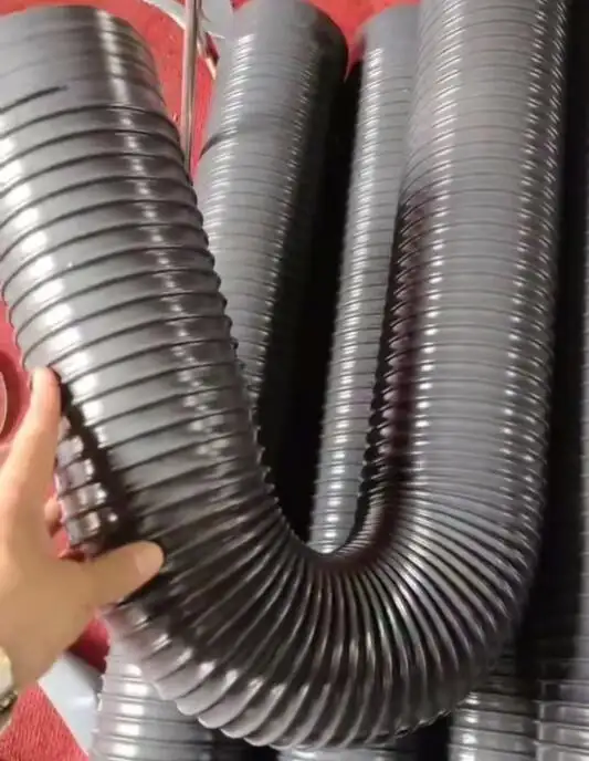 Plastic corrugated suction hose with rigid pvc spiral