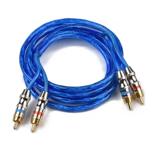 Cable de audio para coche personalizado, par trenzado OFC, 2rca, 2 RCA, divisor, subwoofer, cable RCA, macho a macho, 2 cables de audio RCA